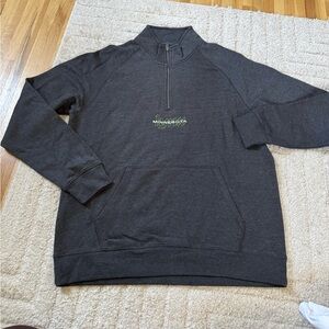 District Charcoal Quarter-Zip Sweater with Green Embroidery